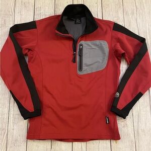 Mountain Hardware Windstopper 1/4 Zip Jacket Made In USA Red BlackMens Size S